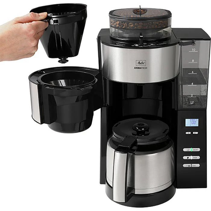 Melitta Kaffeemaschine 1021-12, AromaFresh Therm, Mit Mahlwerk, Thermoskanne, Für 10 Tassen, Schwarz 4 Melitta Kaffeemaschine 1021-12, AromaFresh Therm, Mit Mahlwerk, Thermoskanne, Für 10 Tassen, Schwarz – Bild 2