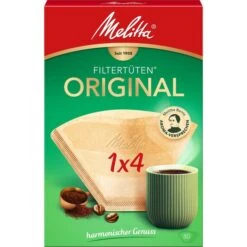 Melitta Filtertüten Original 1x4, Größe 4, Naturbraun, 80 Stück