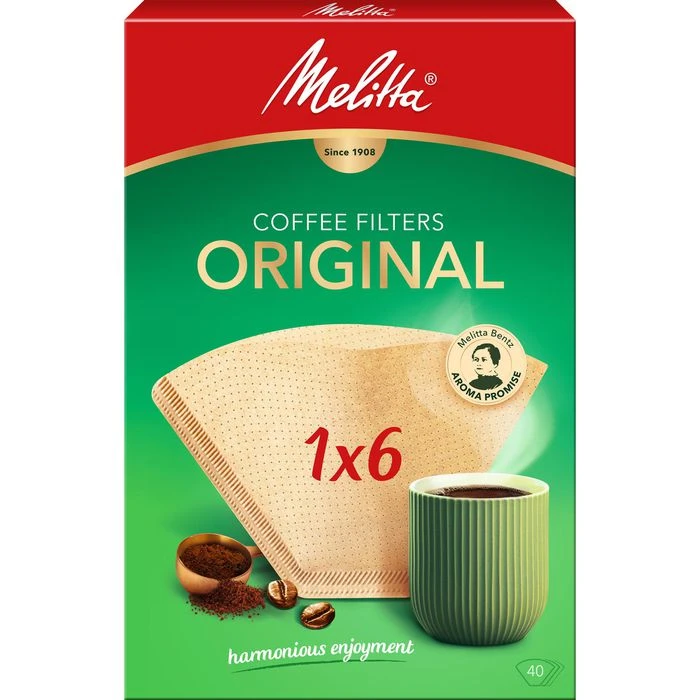 Melitta Filtertüten Original 1x6, Größe 6, Braun, 40 Stück