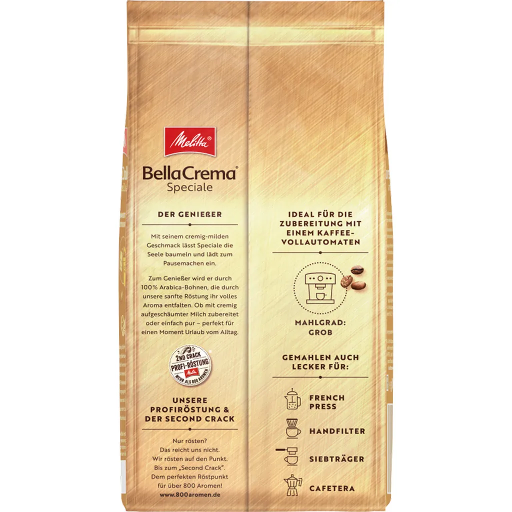 MELITTA Ganze Kaffeebohnen BellaCrema Speciale 1100g Milder Geschmack Stärke 2 5 MELITTA Ganze Kaffeebohnen BellaCrema Speciale 1100g Milder Geschmack Stärke 2 – Bild 3
