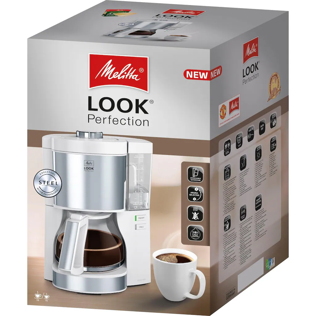 Melitta Filterkaffeemaschine »Look Perfection 1025-05 Weiß«, 1,25 L Kaffeekanne, Papierfilter, 1x4 4 Melitta Filterkaffeemaschine »Look Perfection 1025-05 Weiß«, 1,25 L Kaffeekanne, Papierfilter, 1x4 – Bild 2